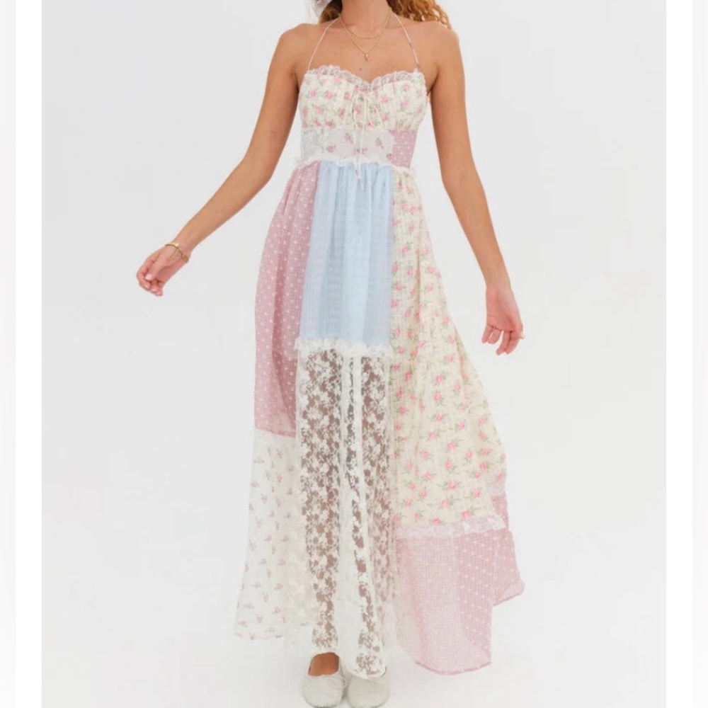 FOR LOVE & LEMONS Elula Maxi Patchwork Dress, XS, NWT, $299